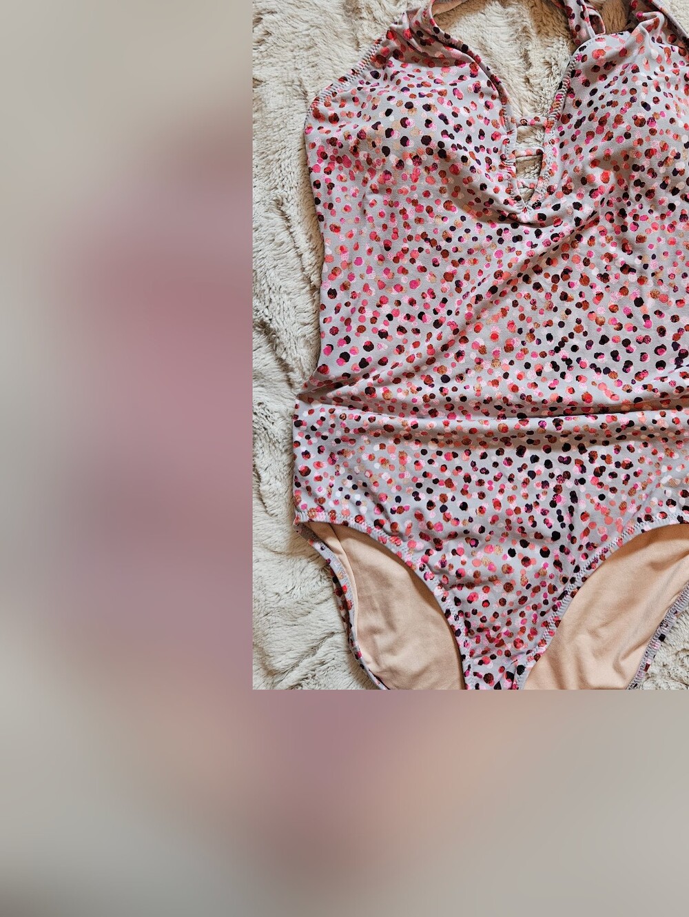 Garnet Hill Pink Multi-Dot One-Piece Swimsuit
